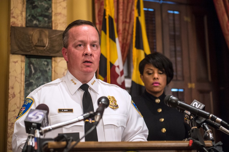 Baltimore Mayor Stephanie Rawlings-Blake, right, has named Kevin Davis, left, as interim police commissioner.