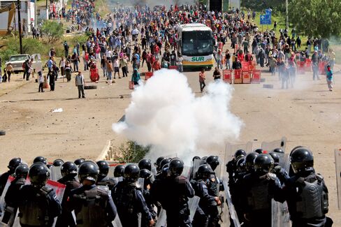 Protesters in Oaxaca on June 19.
