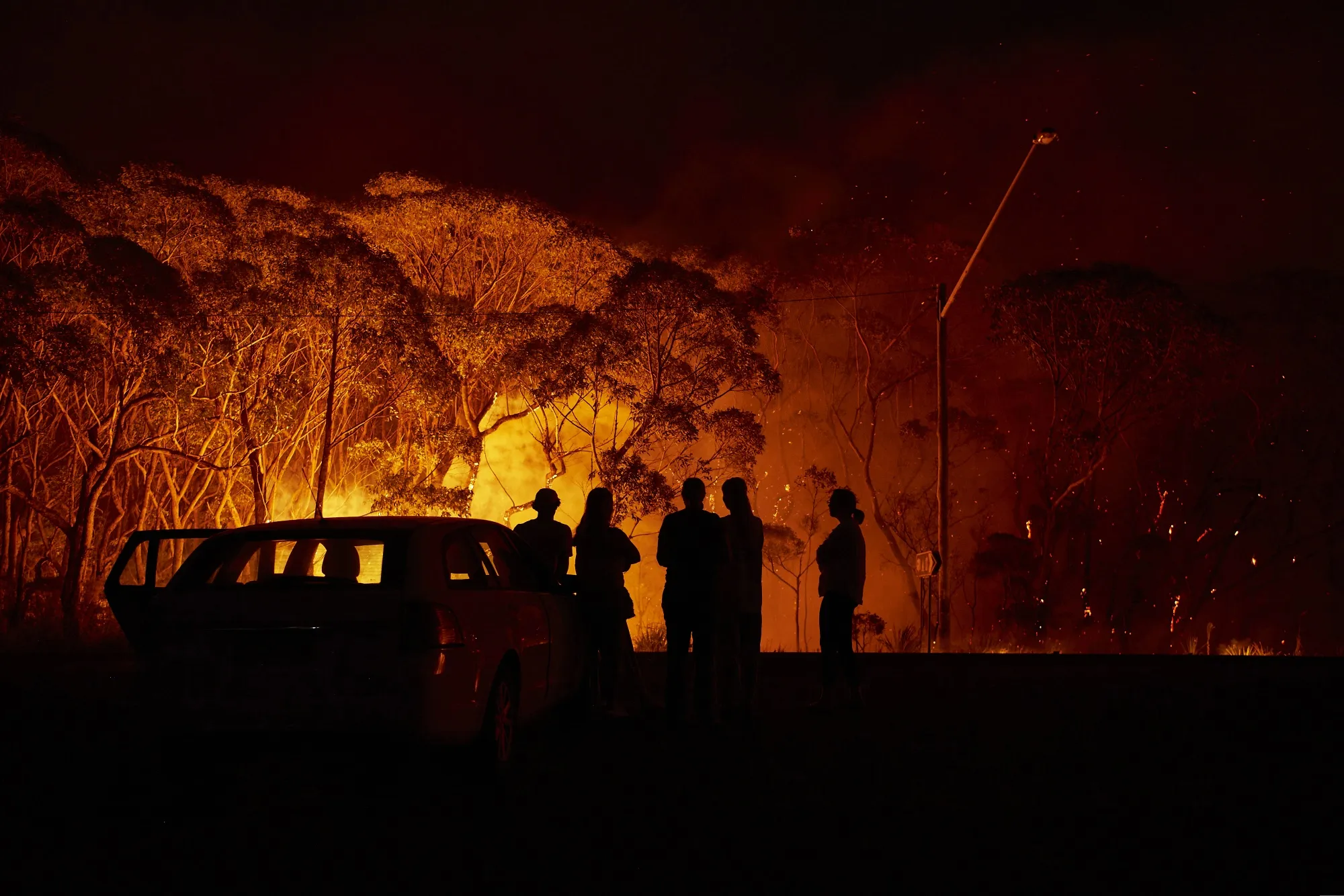 Wildfires in Lake Tabourie, Australia.
