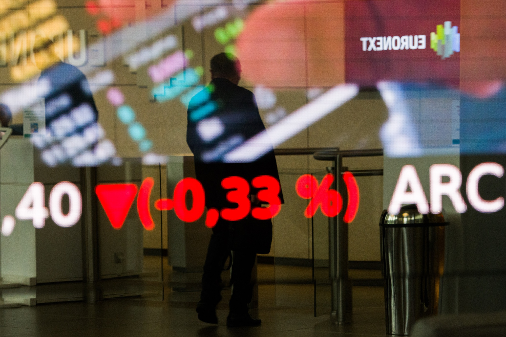 The Euronext NV stock exchange in Paris. Photographer: Nathan Laine/Bloomberg
