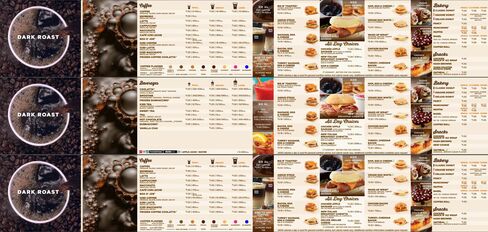 The doughnut chain has revamped its menus to promote beverages and all-day breakfast fare. Source: Dunkin' Donuts