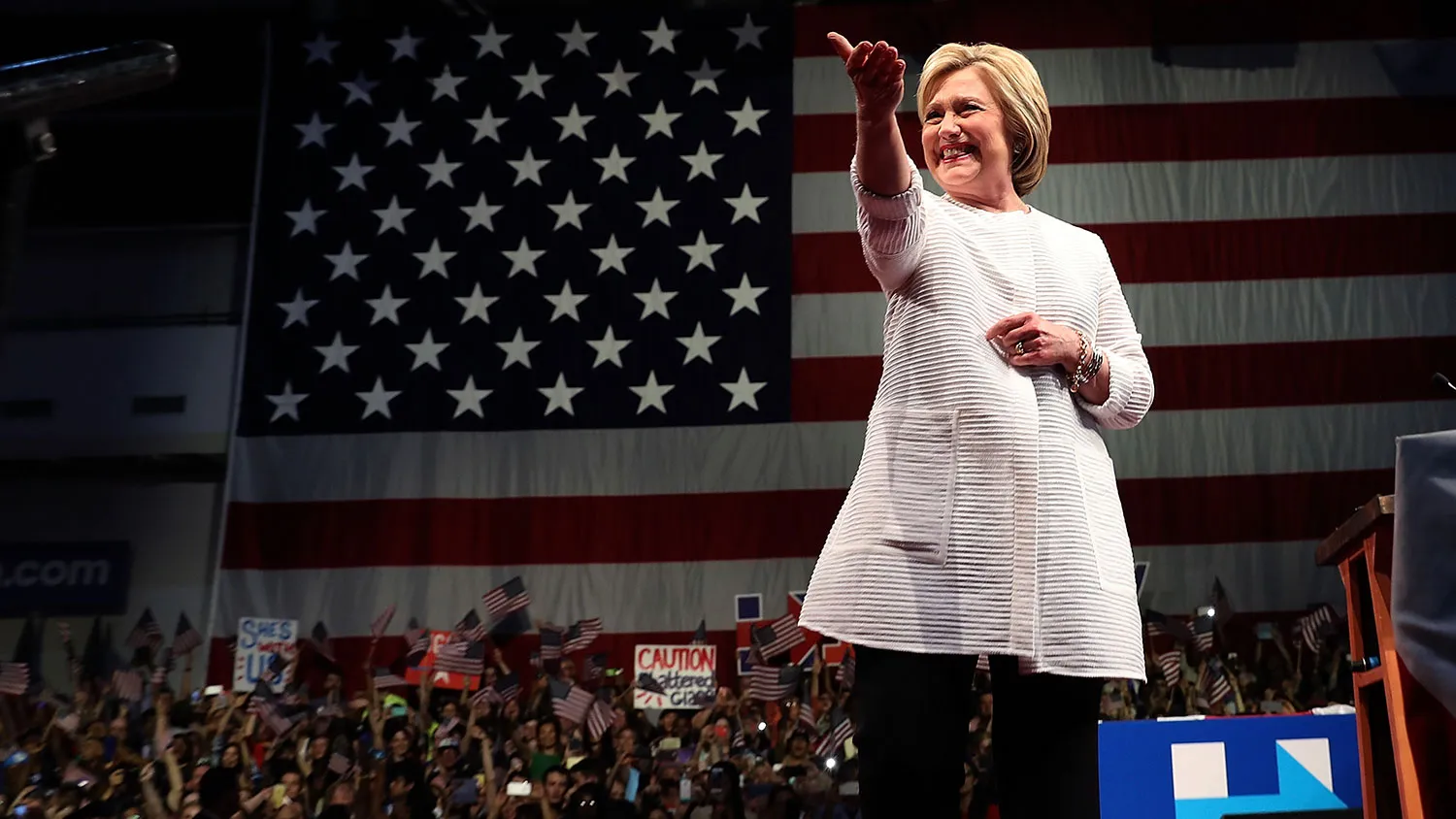 Democratic presidential candidate Hillary Clinton greets supporters on June 7, 2016, in Brooklyn, New York.
