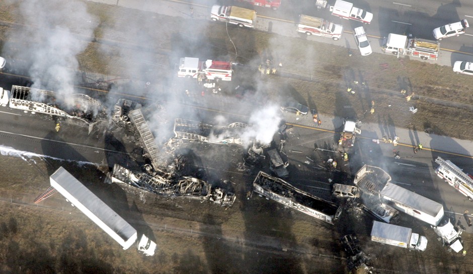 The aftermath of a multi-car pile-up on Florida's I-4 in 2008. 