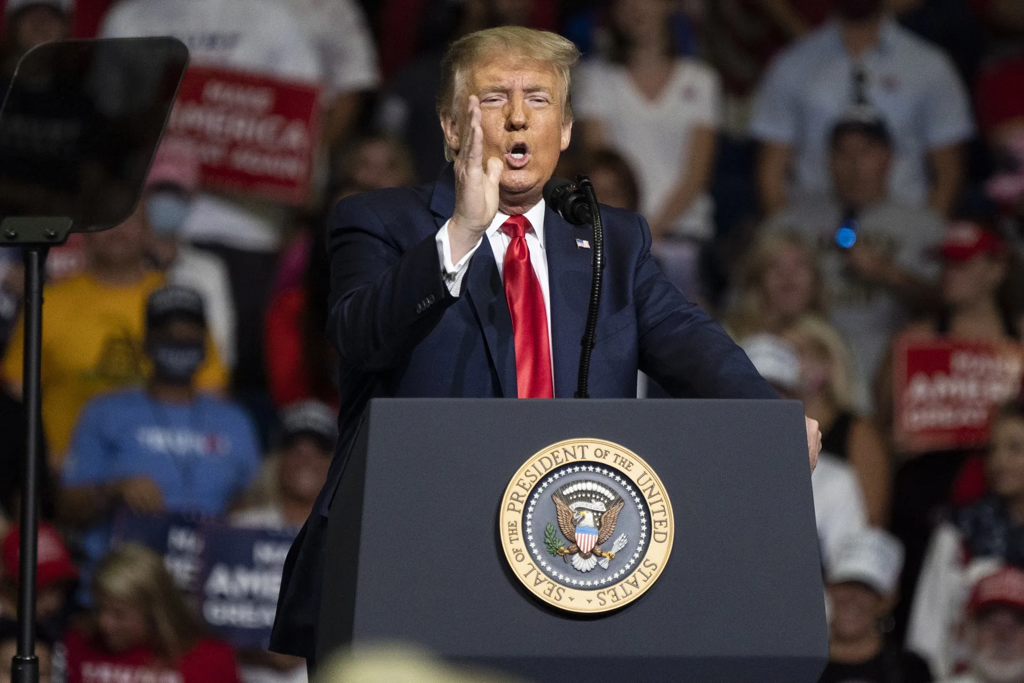 Donald Trump speaks during a rally in Tulsa, Oklahoma, on&nbsp;June 20.&nbsp;