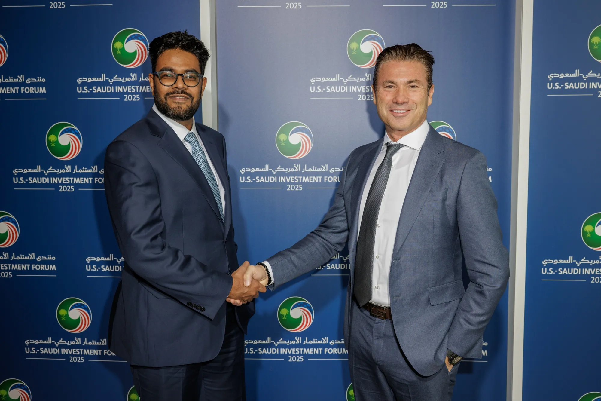Amit Jain and Tareq Amin at the US-Saudi Investment Forum in Washington on Nov. 19.