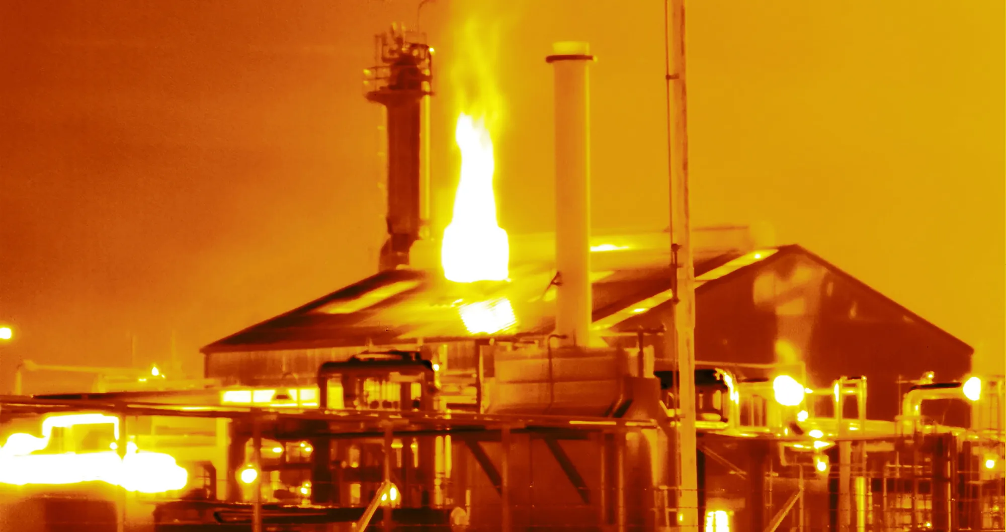 An image made with an infrared camera shows an emissions leak at a&nbsp;gas processing plant in West Texas, in 2019.