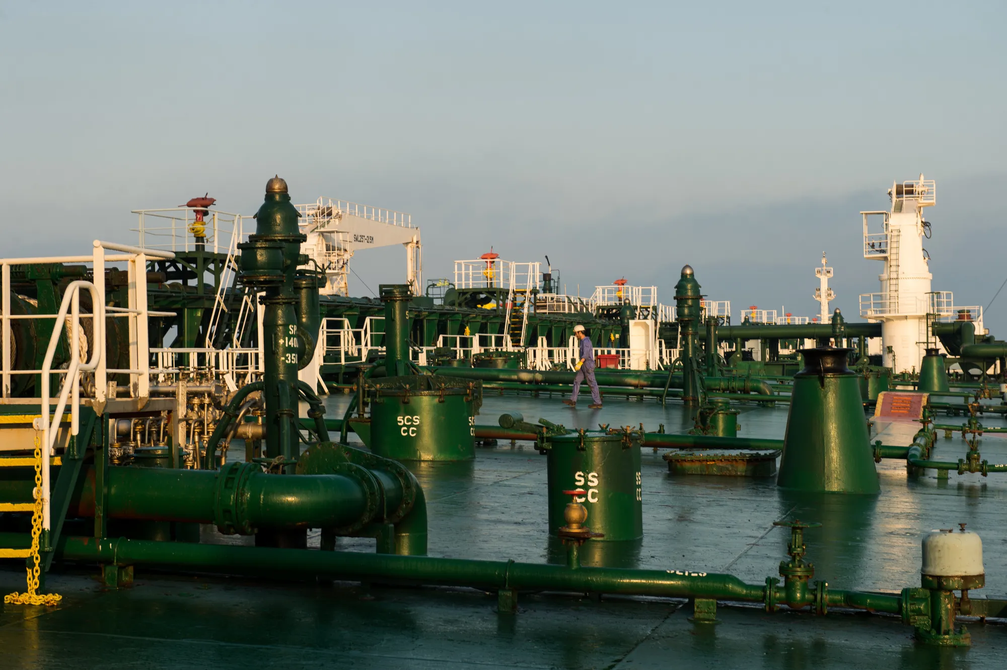 On deck of an oil tanker&nbsp;in the Persian Gulf, Iran.