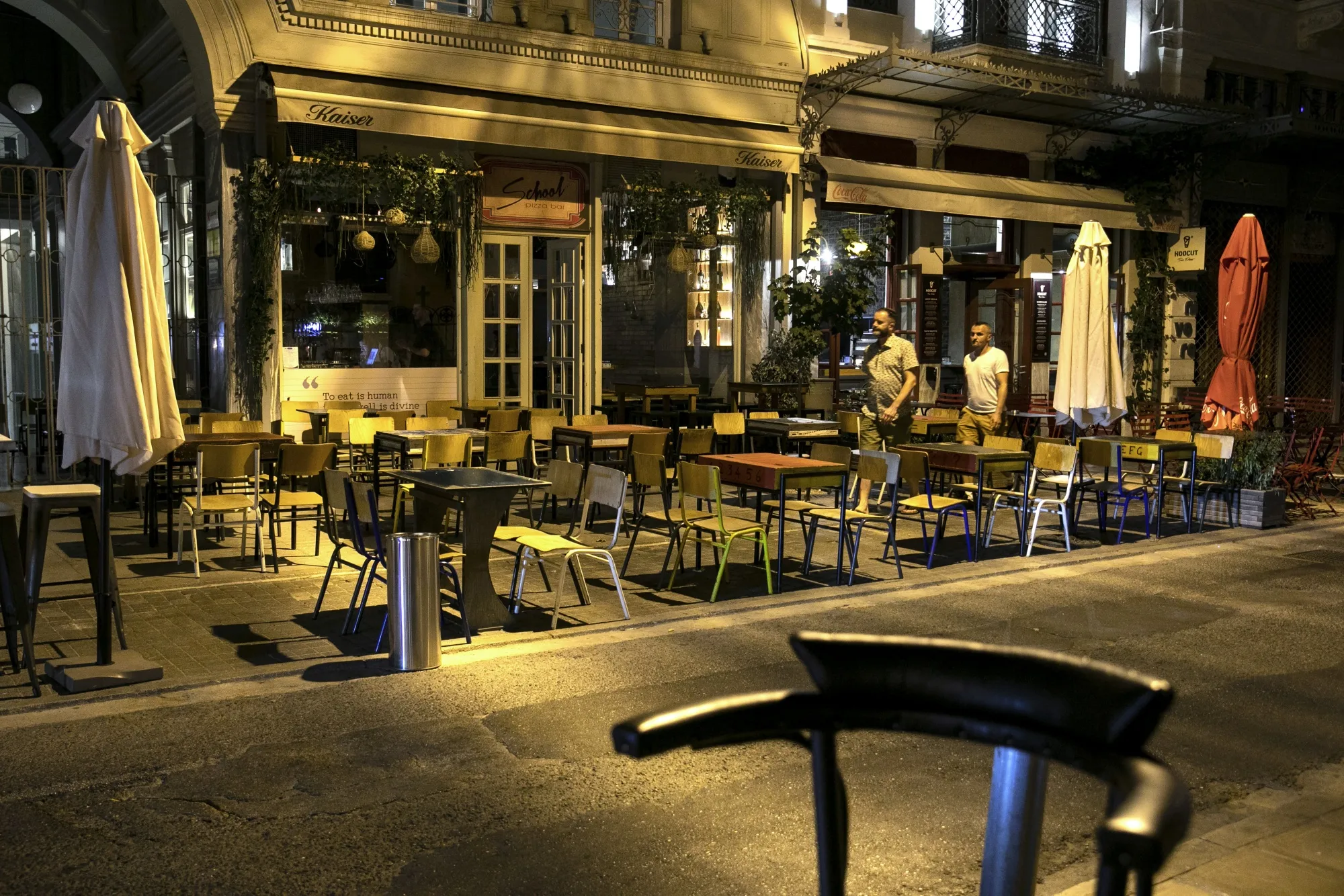 Closed bars in Athens, on Aug. 19.&nbsp;