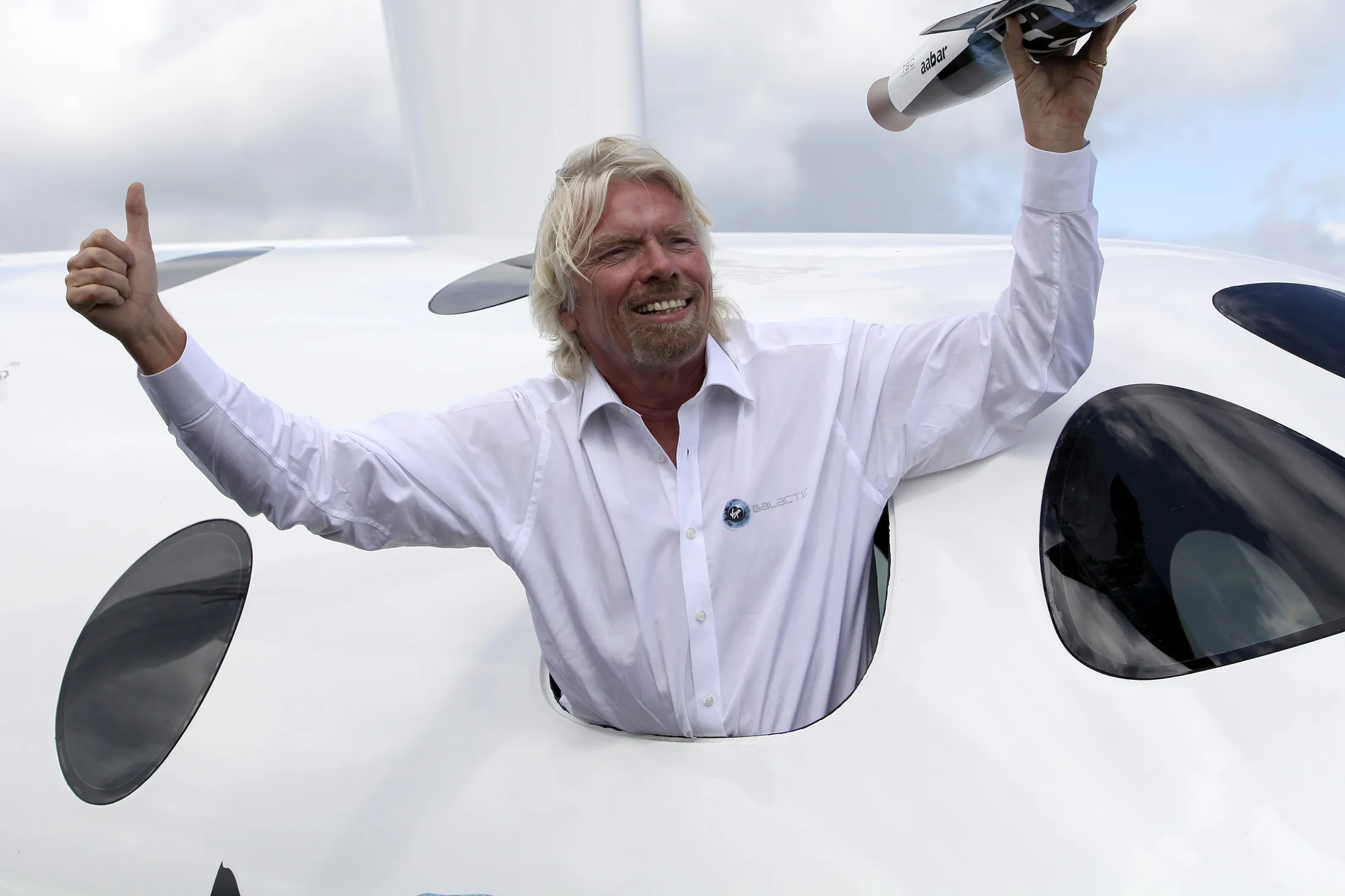 Branson poses for a photo opportunity.