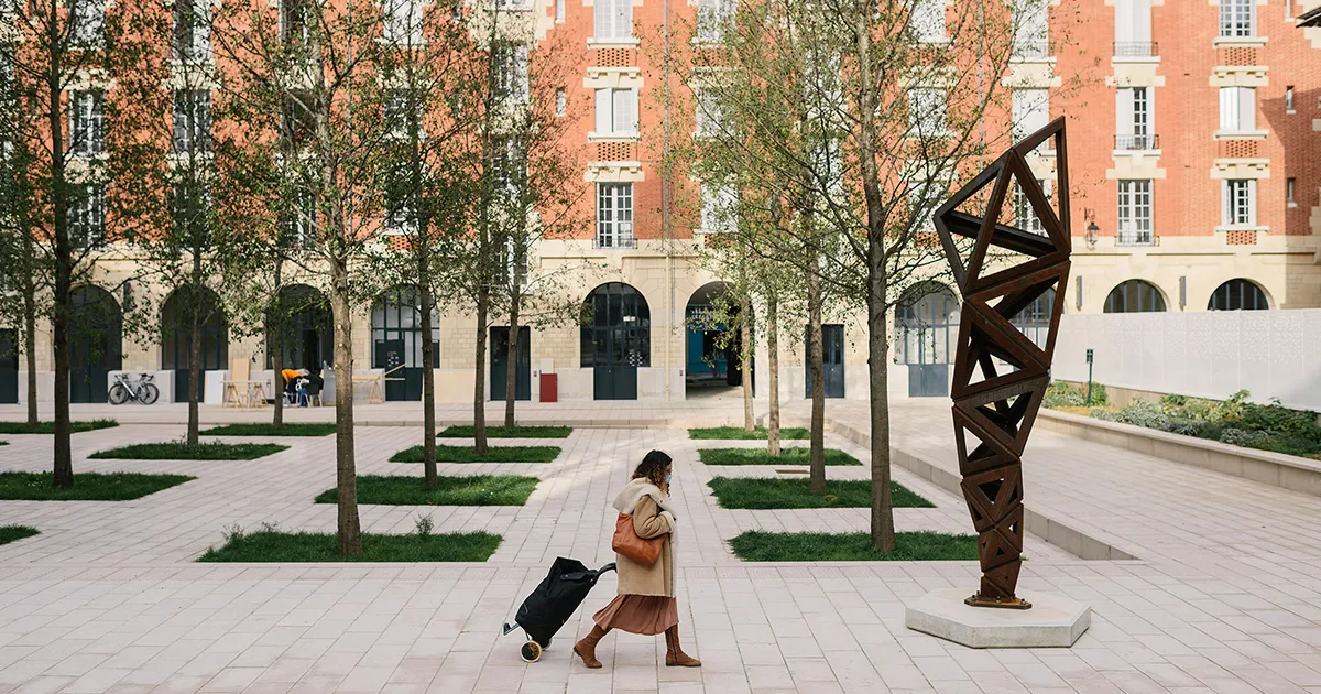 The courtyard of the former Caserne des Minimes barracks in the Marais district of Paris.