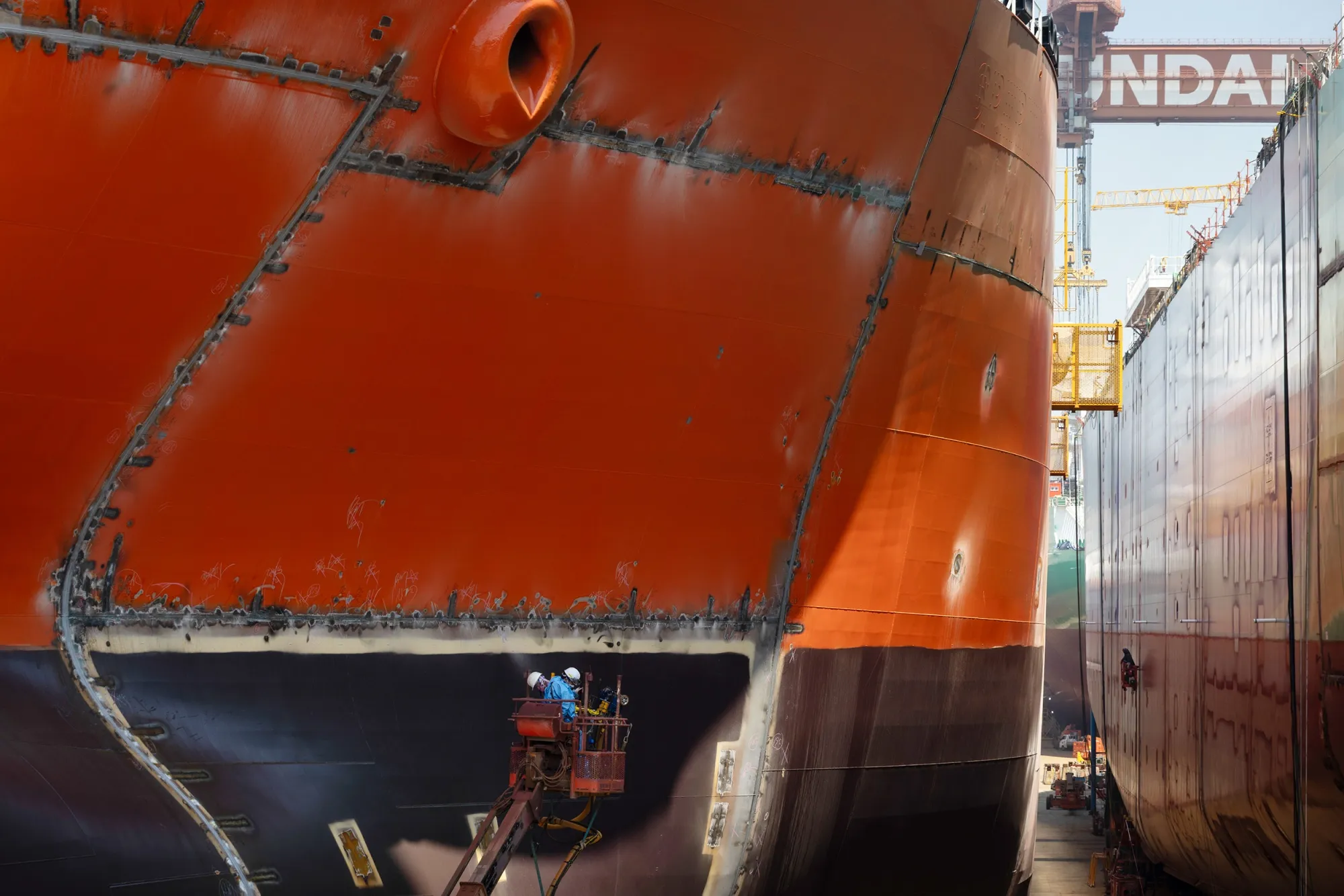 A dry dock at the HD Hyundai Heavy Industries&nbsp;shipyard in Ulsan, South Korea.