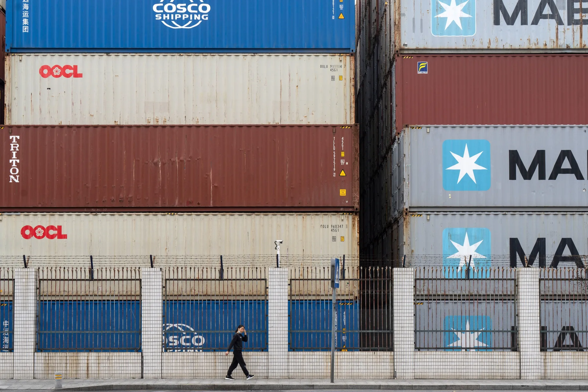 Shipping containers at the Yantian International Container Terminals in Shenzhen, China.