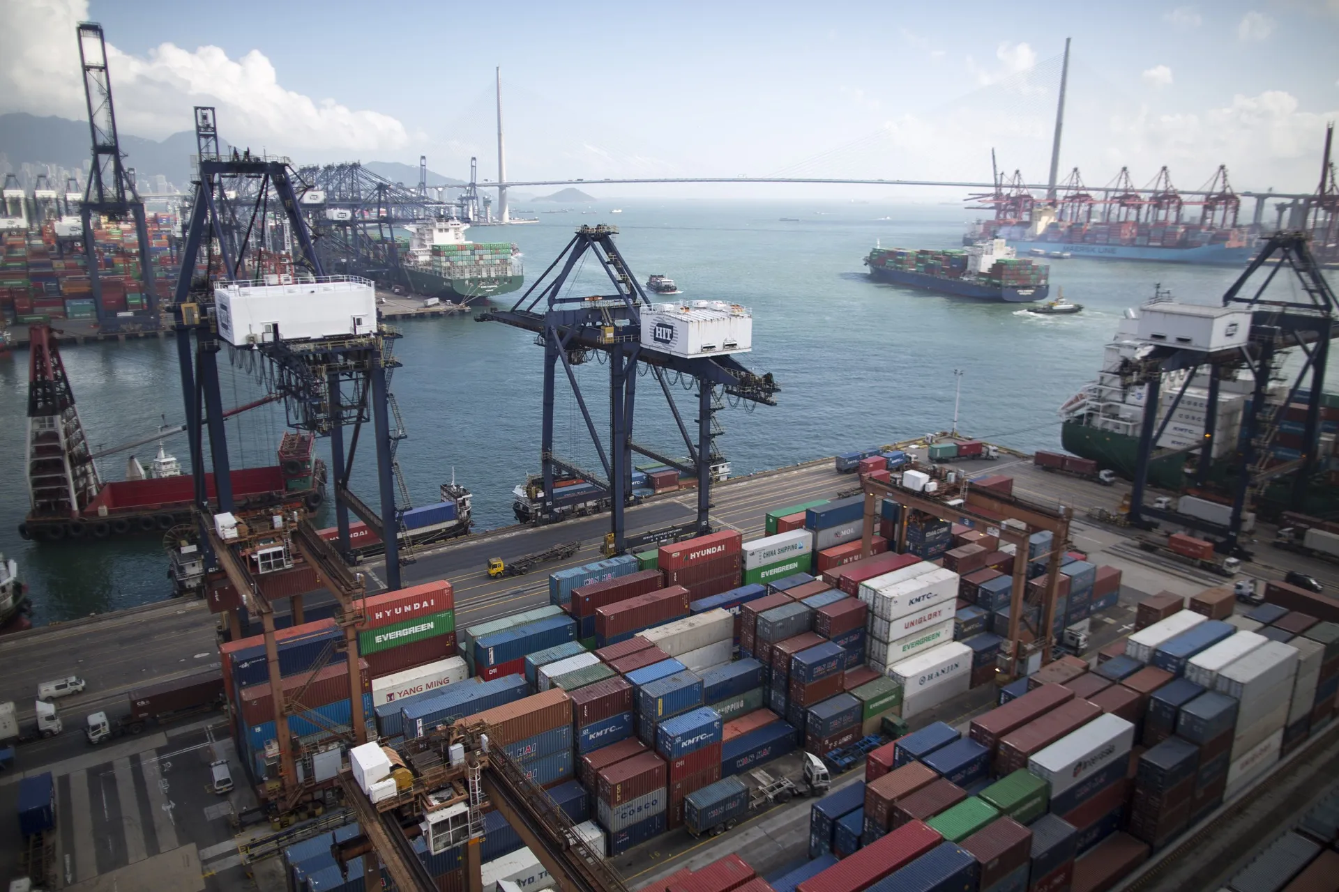 Operations at Kwai Tsing Container Port Terminal 4 in Hong Kong.