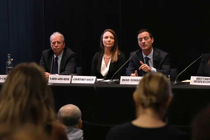 Courtney Wild, center, on July 16.