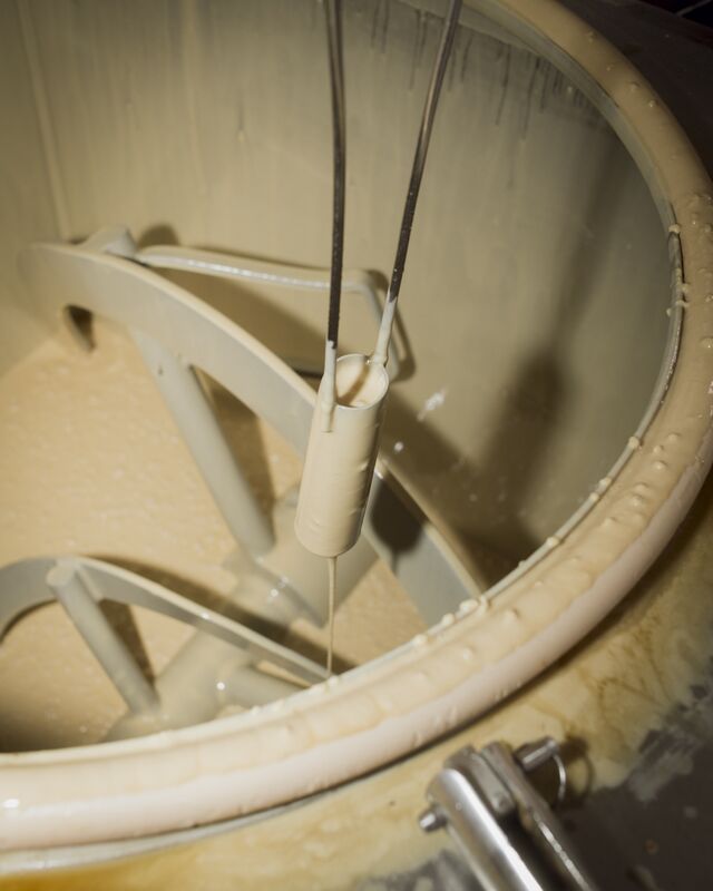 A device known as a Zahn cup is used to measure the batter’s viscosity.
