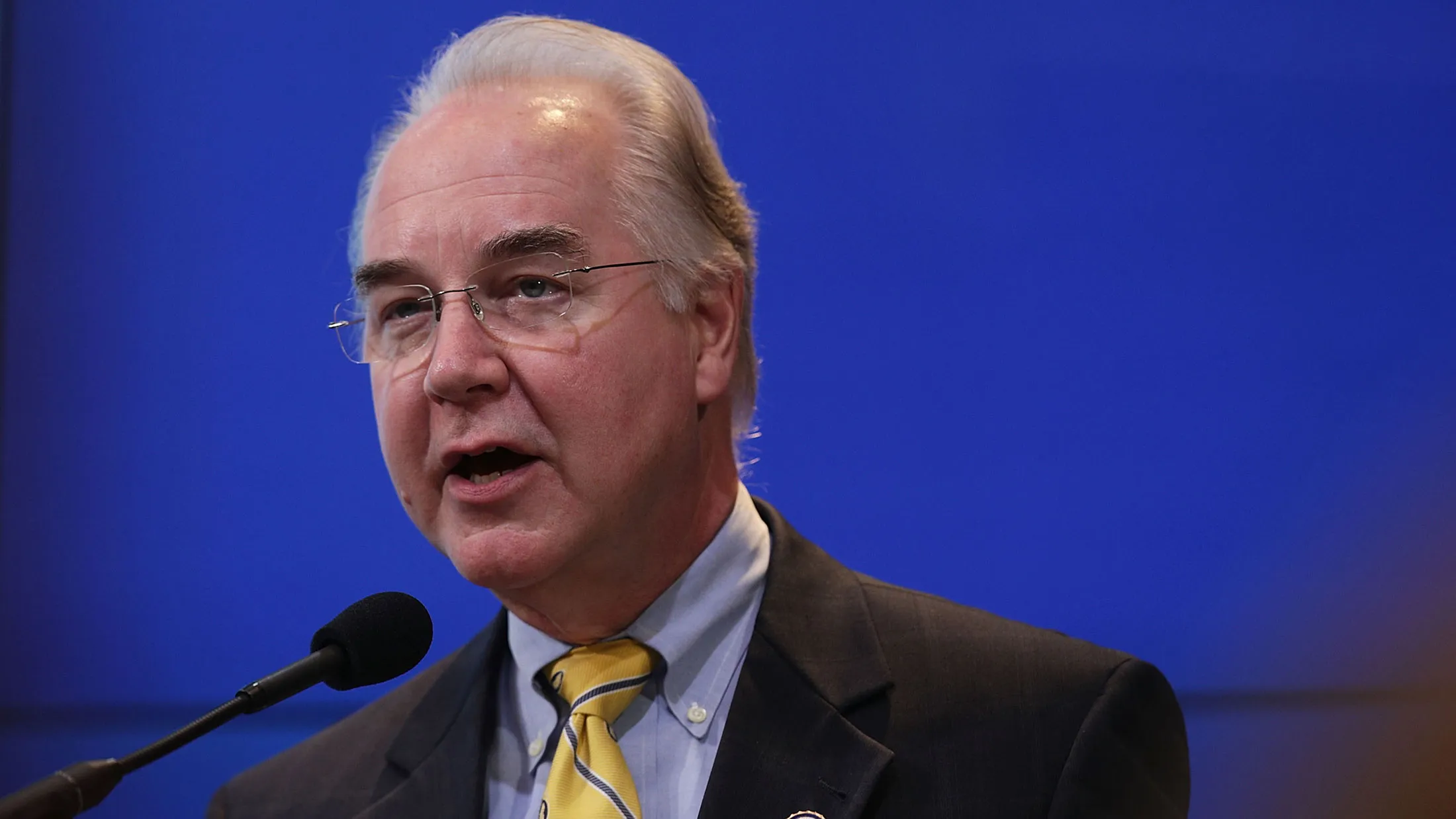 Representative Tom Price speaks at the Brookings Institution on Nov. 30, 2016, in Washington.
