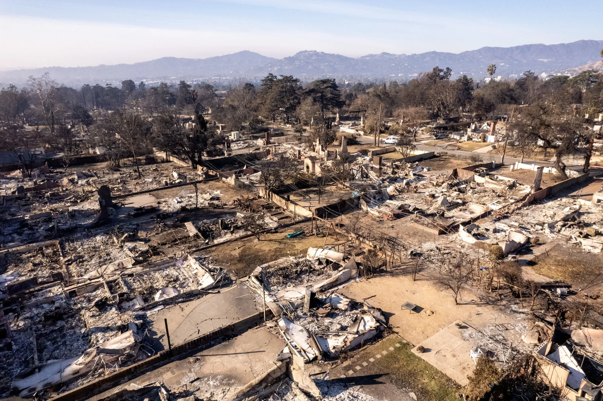 Homes destroyed by the Eaton Fire in Altadena, California, on Jan. 20.