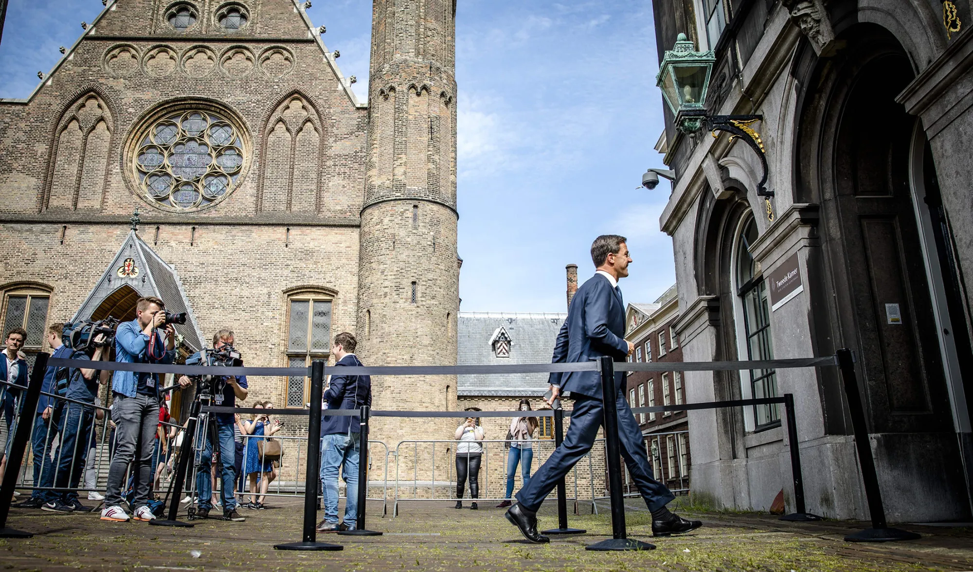 Mark Rutte makes his way to meet Edith Schippers in The Hague on May 17.
