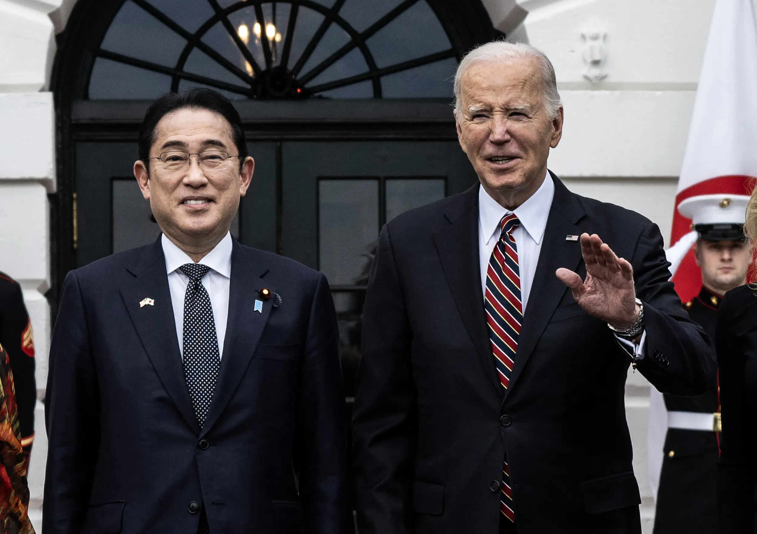 Joe Biden and Fumio Kishida at the White House on April 9.