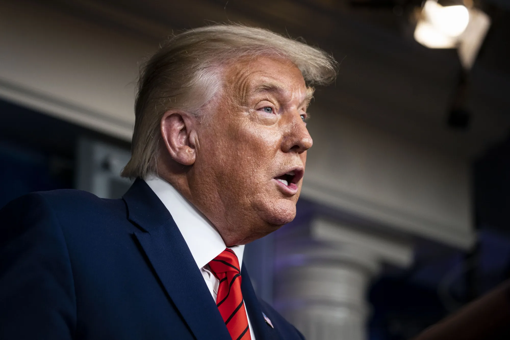 President Donald Trump speaks during a news conference at the White House in Washington on Aug. 31, 2020.&nbsp;