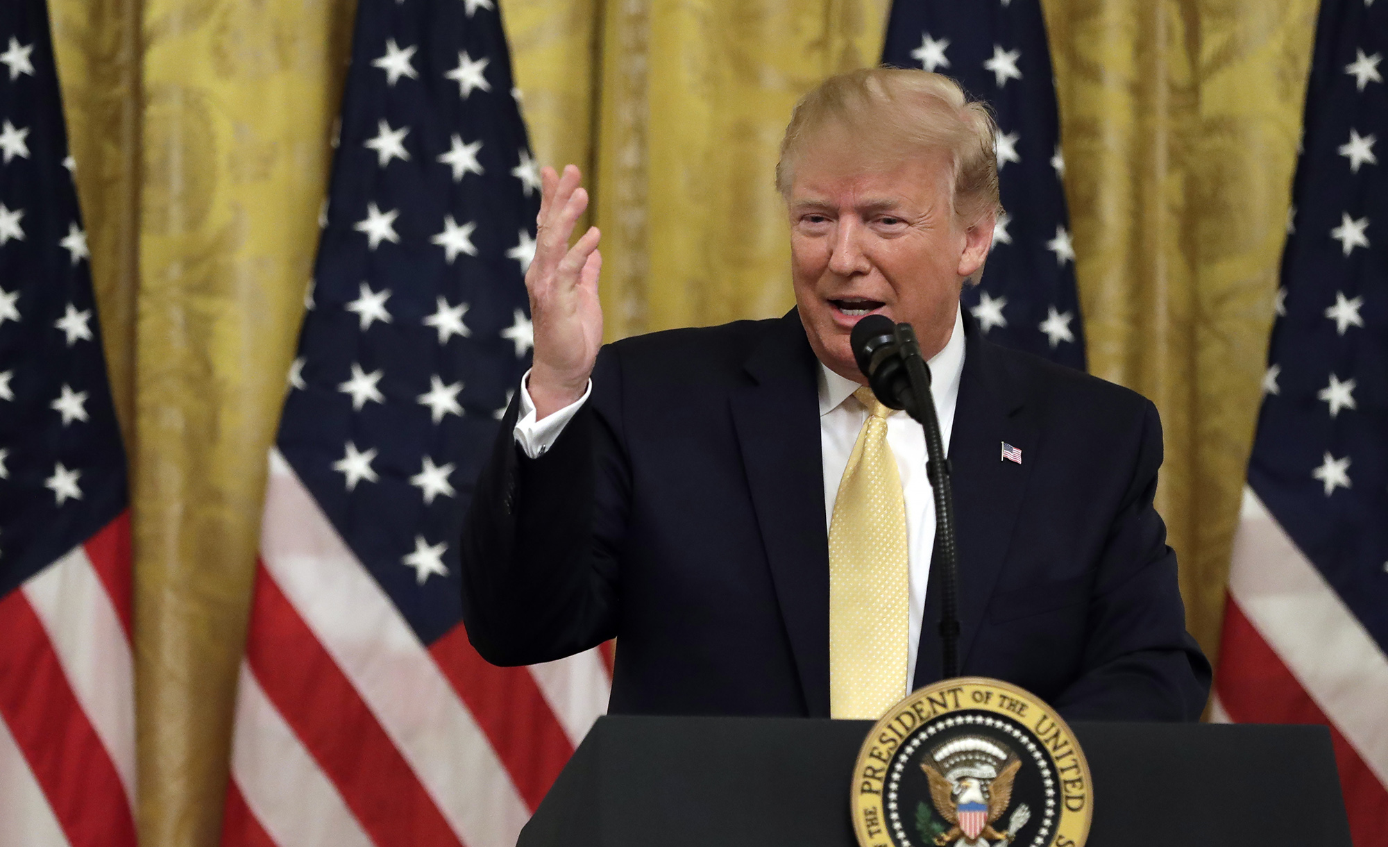 Trump speaks during a “Presidential Social Media Summit” in Washington on July 11. 