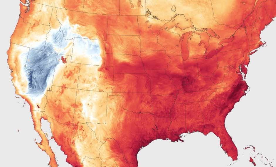 A simulation of high temperatures on Monday.