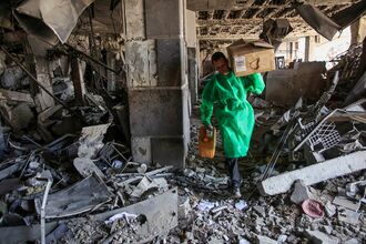 PALESTINIAN-ISRAEL-CONFLICT-WAR-ANNIVERSARY-HOSPITAL