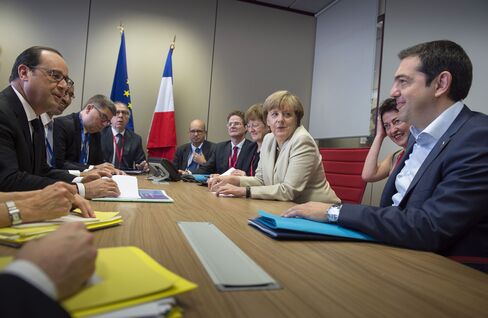 Angela Merkel, Francois Hollande And Alexis Tsipras