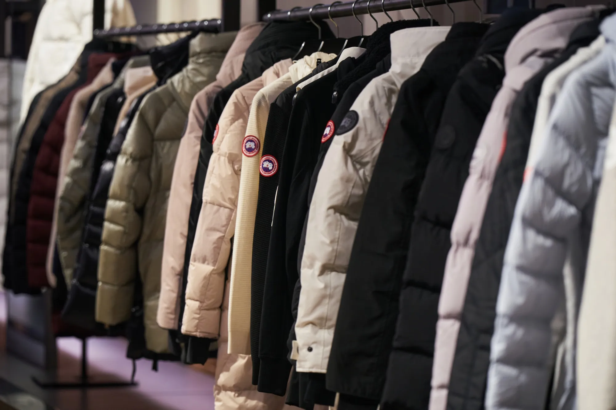 Winter jackets at a Canada Goose store.