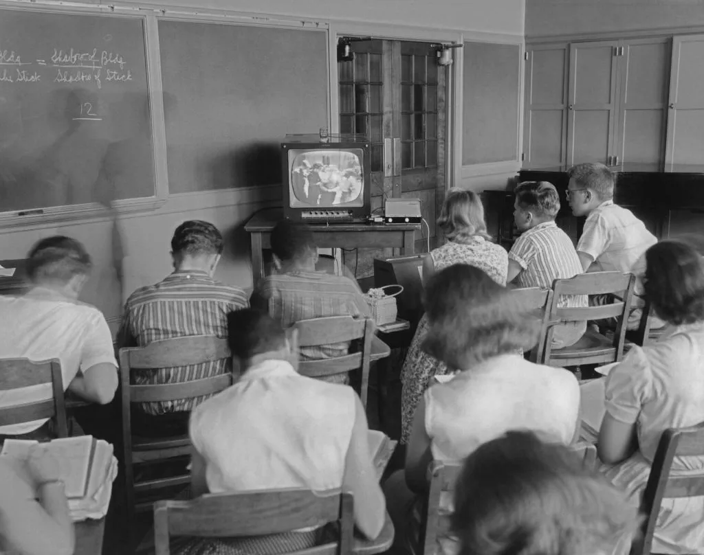 An early use of technology in the classroom.