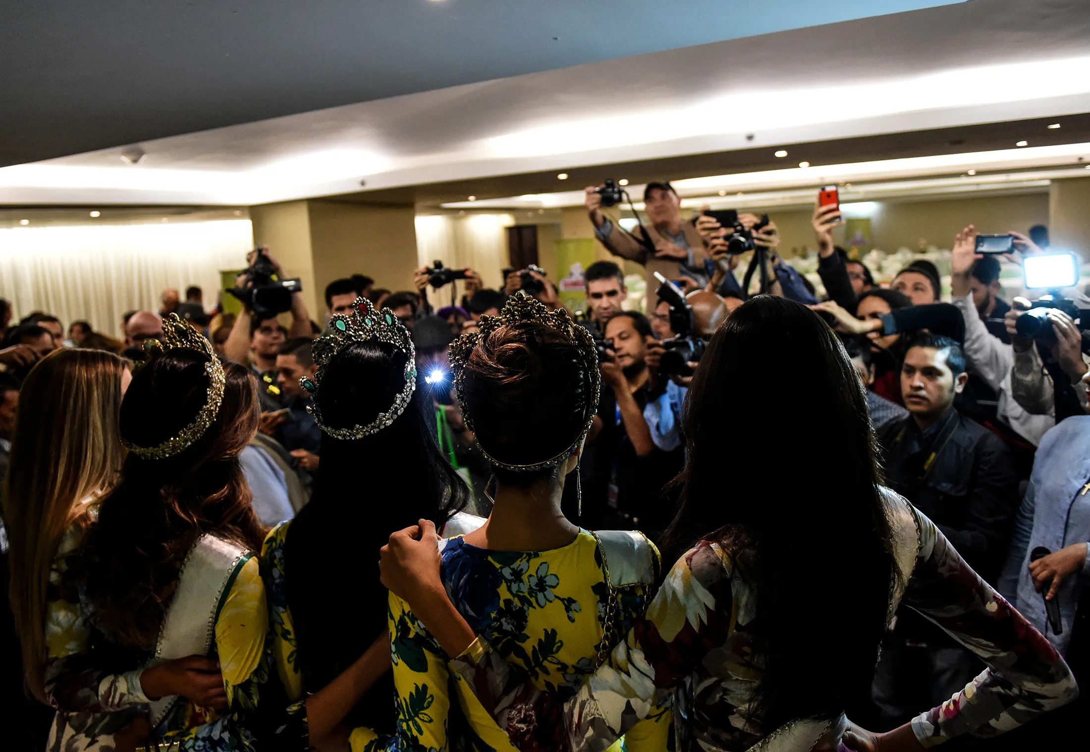 Miss Venezuela 2017 participants at&nbsp;a press conference in Caracas in 2016.