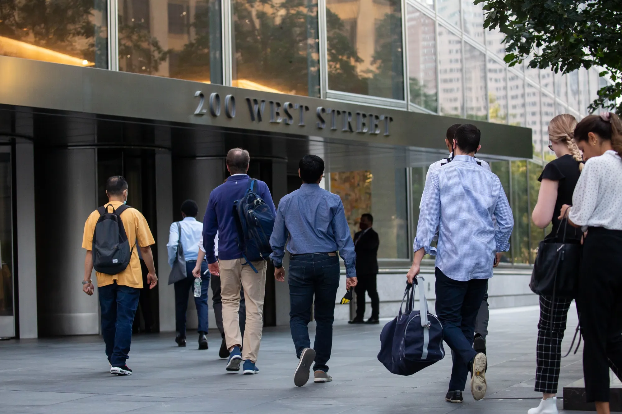 Employees at the Goldman Sachs Group Inc. headquarters in New York.