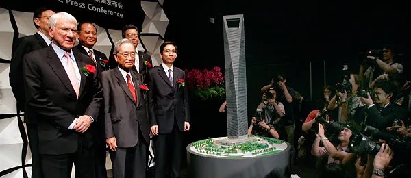 Minoru Mori, President and CEO of Mori Building, speaks during a press conference for the inauguration of Shanghai World Financial Center, China's tallest building, on August 28, 2008 in Shanghai, China. 