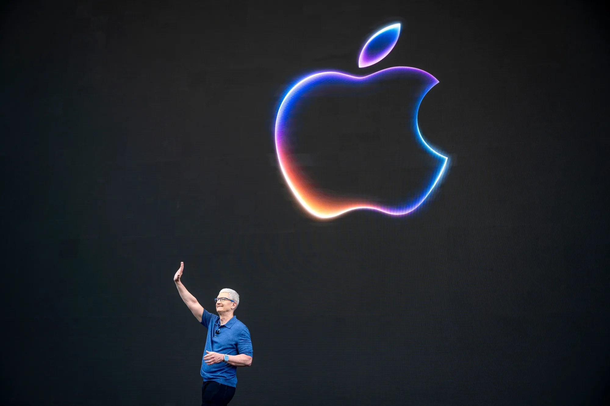 Apple Chief Executive Officer Tim Cook at the company’s Worldwide Developers Conference where Apple&nbsp;introduced its plans for AI.