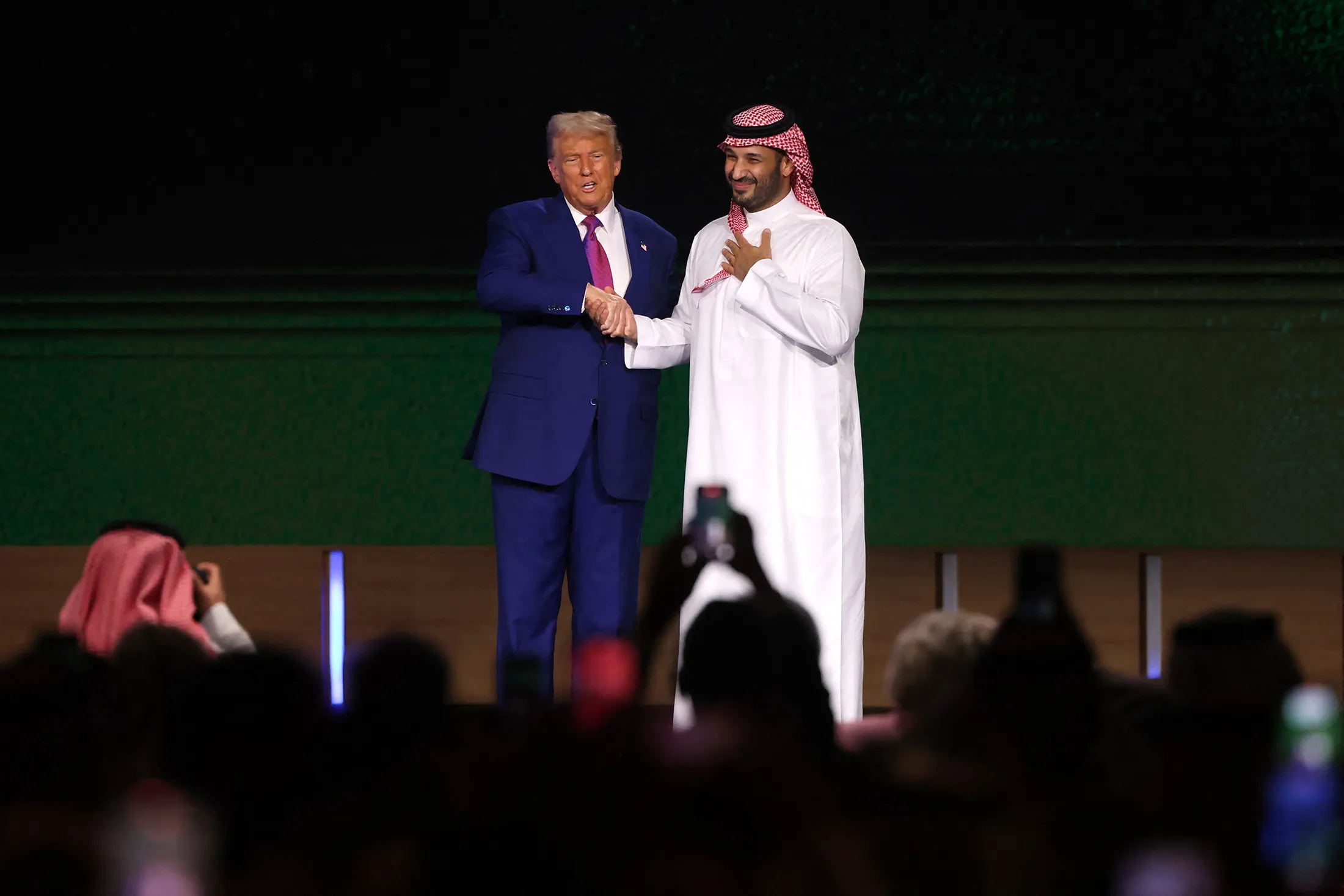Donald Trump with Crown Prince Mohammed bin Salman during the Saudi-US investment forum in Riyadh on May 13.
