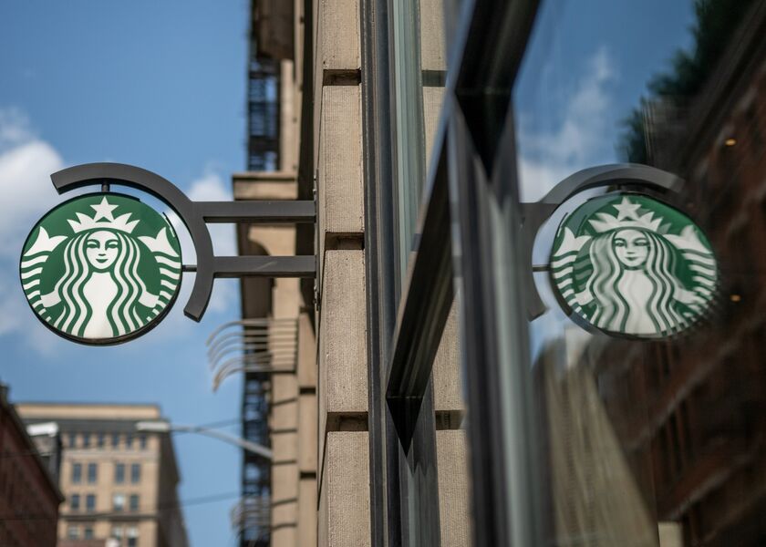 A Starbucks coffee shop in New York. 