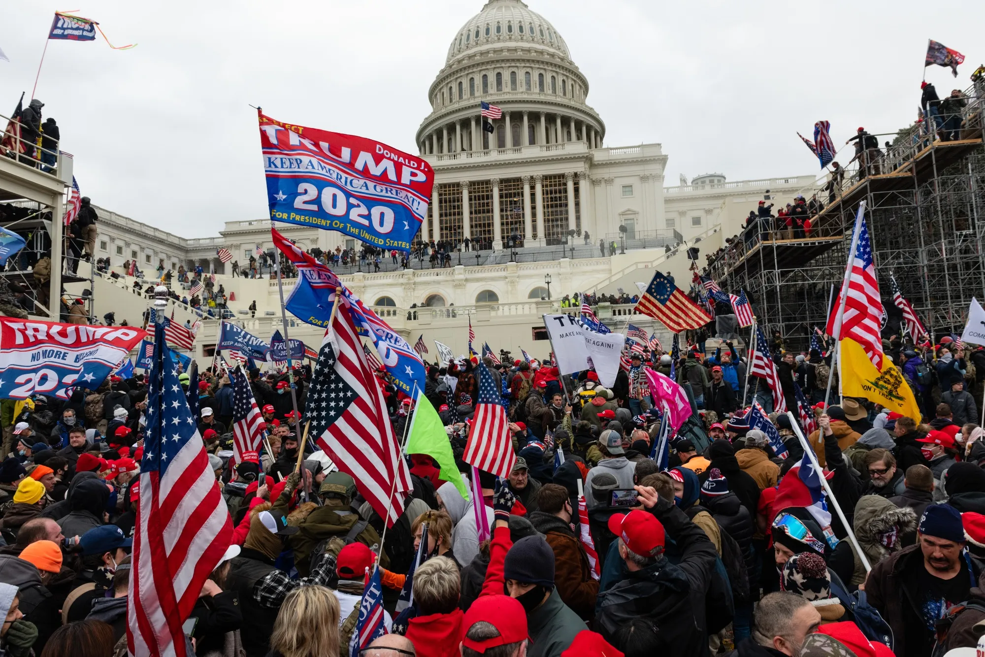 Trump supporters outside the U.S. Capitol building&nbsp;in Washington, D.C.&nbsp;on&nbsp;Jan. 6, 2021.