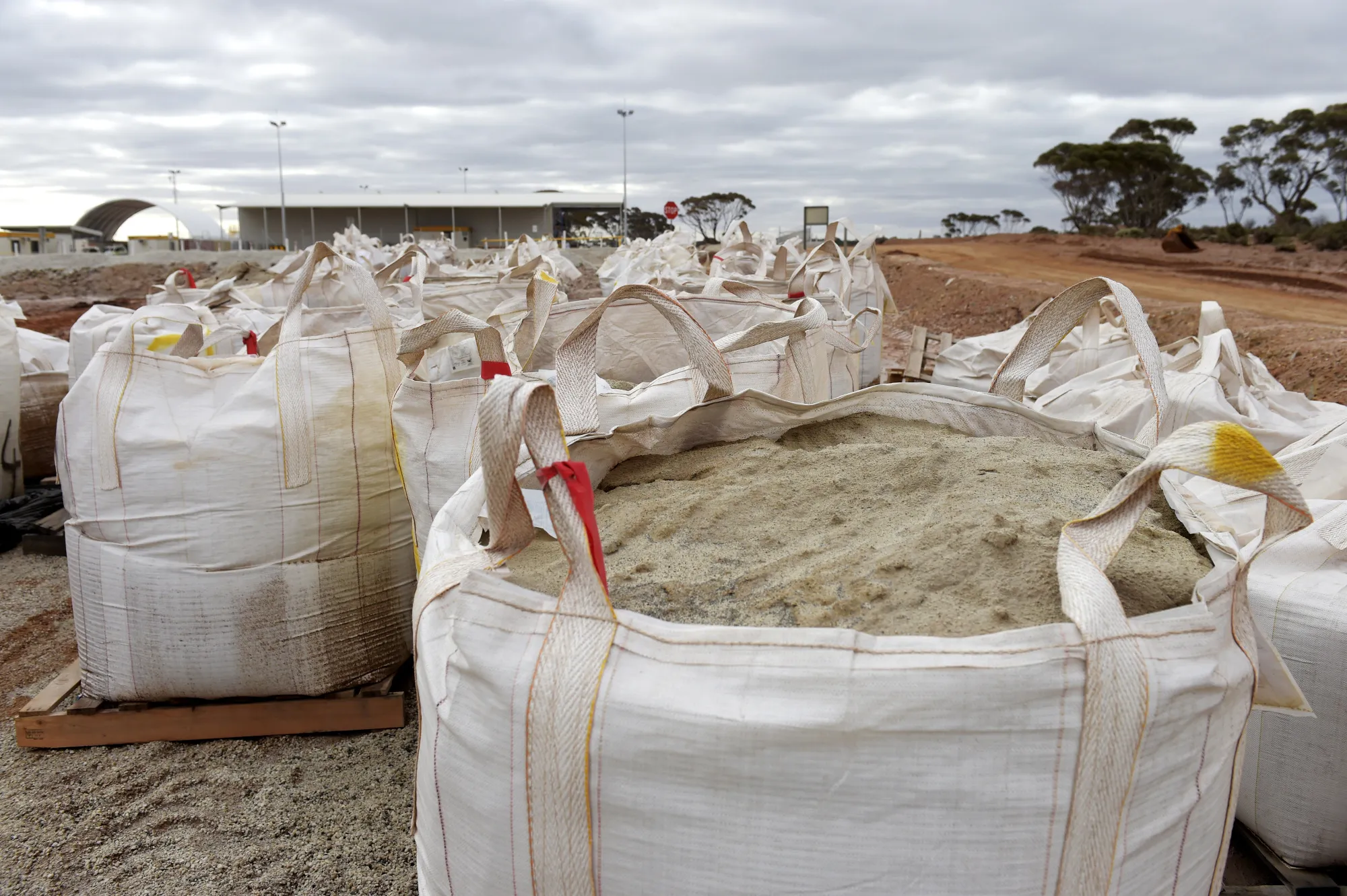 Bags of lithium concentrate.