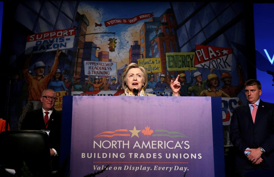 2016 Democratic U.S. presidential candidate Hillary Clinton speaks at the North America's Building Trades Unions 2016 Legislative Conference in Washington, D.C.