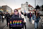 A protest following the murder of Matus Horvath and Juraj Vankulic in Bratislava, on Oct. 14.