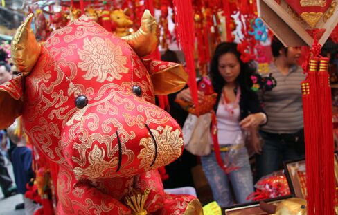 Chinese New Year decorations featuring the ox