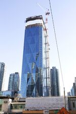 CIBC Square stands under construction in the financial district of Toronto, Ontario, Canada, on Friday, Feb. 21, 2020.&nbsp; Canadian Imperial Bank of Commerce led a syndicate of lenders providing a $642 million&nbsp;green loan that will finance the second phase of construction of the complex.