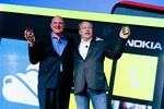 Ballmer (left) and Elop at a 2012 Windows Phone event in New York