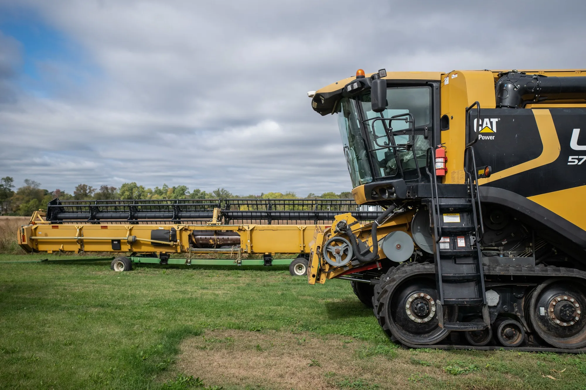 A Caterpillar Inc Combine at a farm in Pemberton, New Jersey.