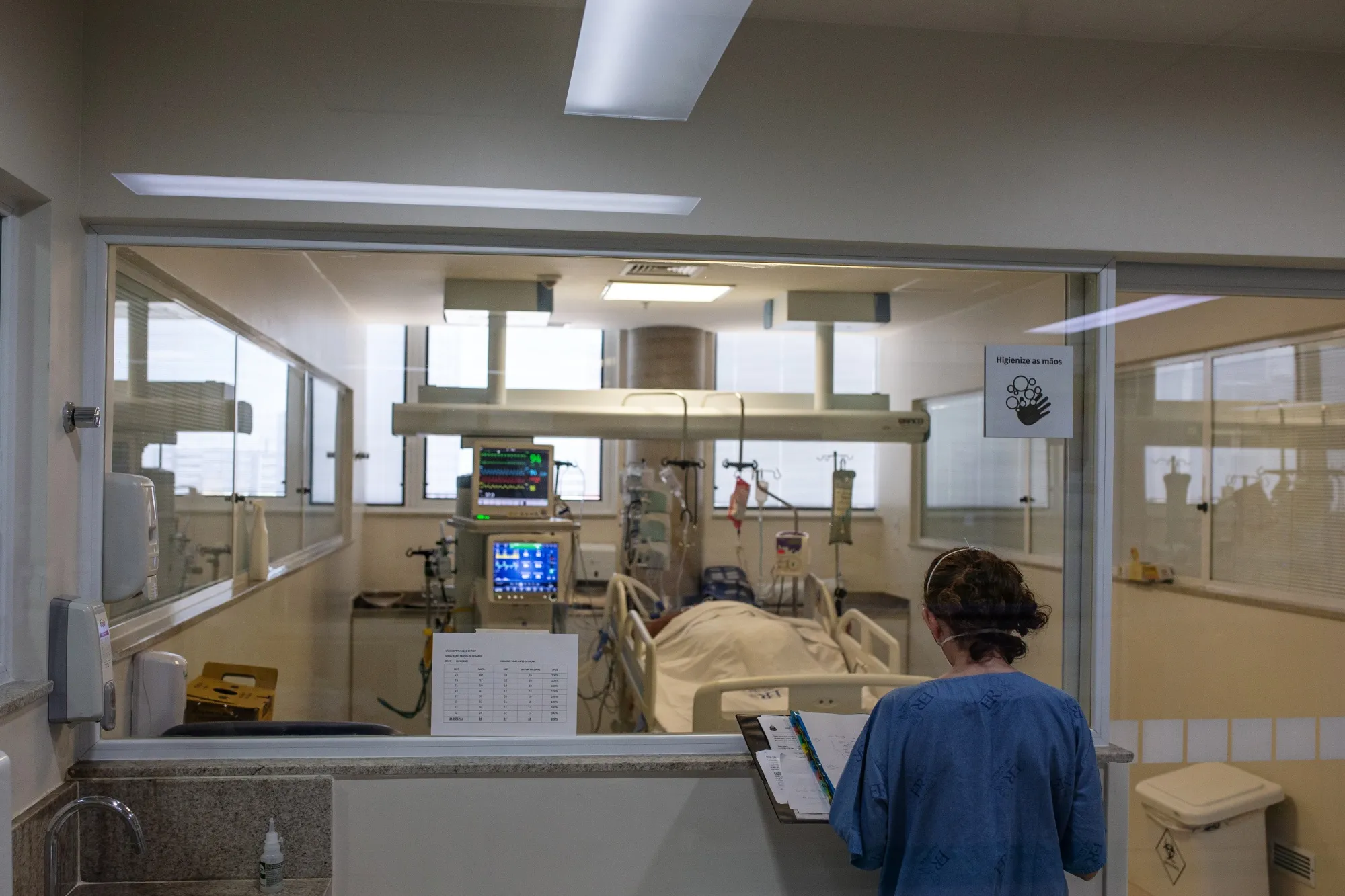 A healthcare worker at a&nbsp;hospital in Sao Paulo.