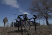 Ukrainian soldiers from the 93rd Brigade train with fiber optic drones in Donetsk Oblast