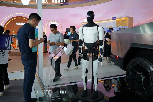 A Tesla Core Technology Optimus humanoid robot at the Bund Conference in Shanghai in September.