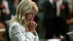 State Sen. Wendy Davis (D-Ft. Worth) contemplates her 13-hour filibuster after the Democrats defeated the anti-abortion bill SB5, which was up for a vote on the last day of the legislative special session June 25, 2013 in Austin, Texas.
