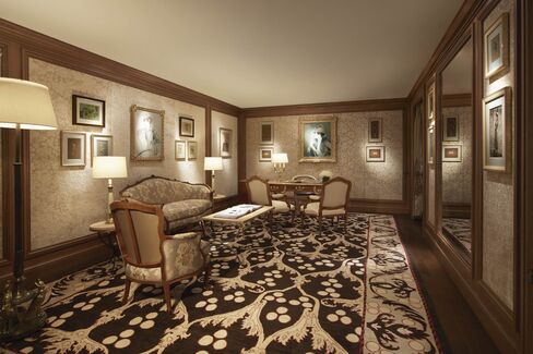 A mezzanine level VIP room.