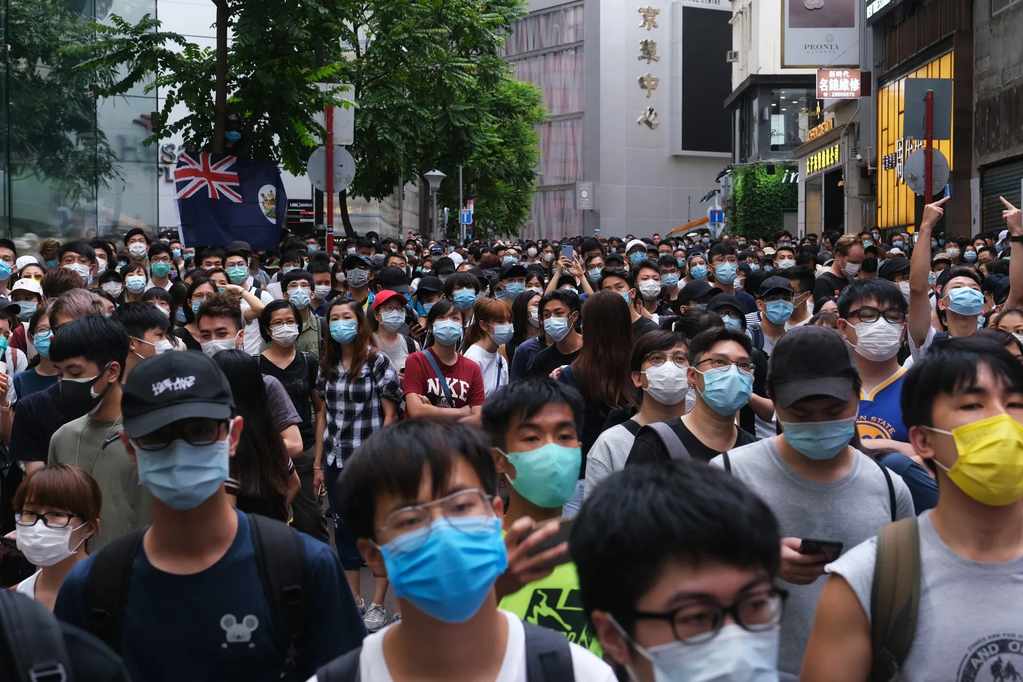 Demonstrators during a protest in the Causeway Bay district of Hong Kong on July 1. China has begun enforcing a new law aimed at crushing dissent in the former British colony.